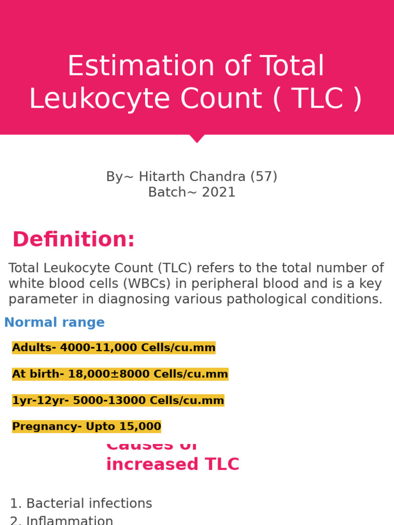 Total Leukocyte Count (TLC) Guide | PDF