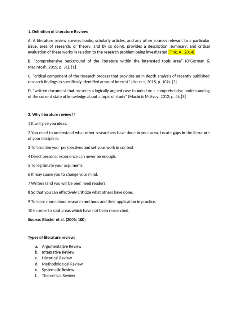 Literature Review Lecture 5 | PDF