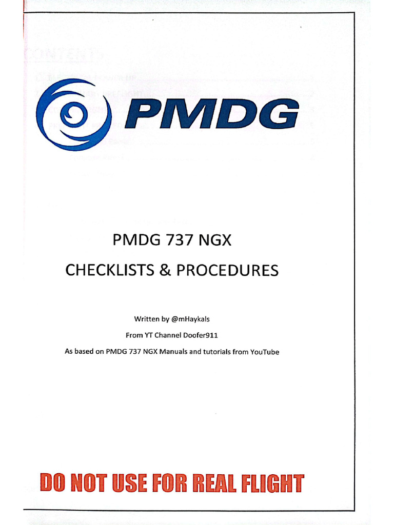 PMDG 737 NGX Checklist | PDF