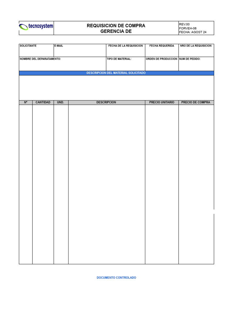 Requisición de Compra: Formato y Detalles | PDF