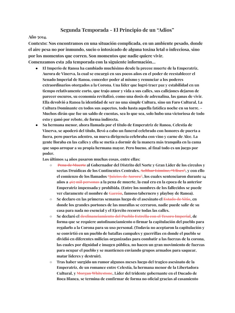 Ranoa: Poder y Caos en la 2da Temporada | PDF