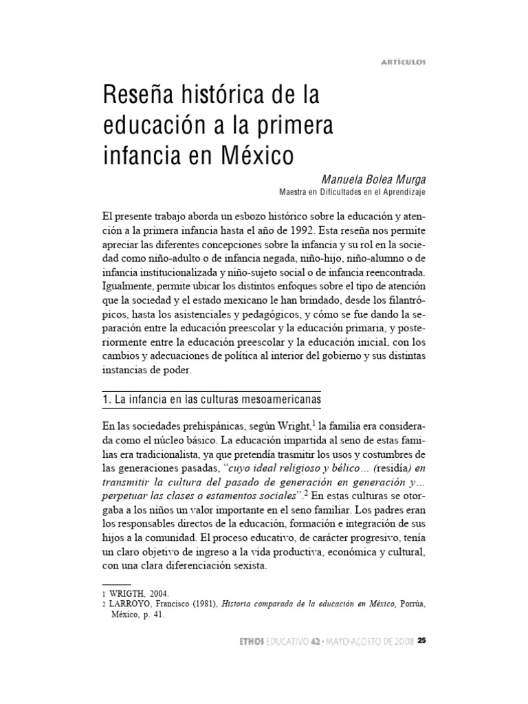 Reseña Histórica de La Educación A La Primera Infancia PDF | PDF ...