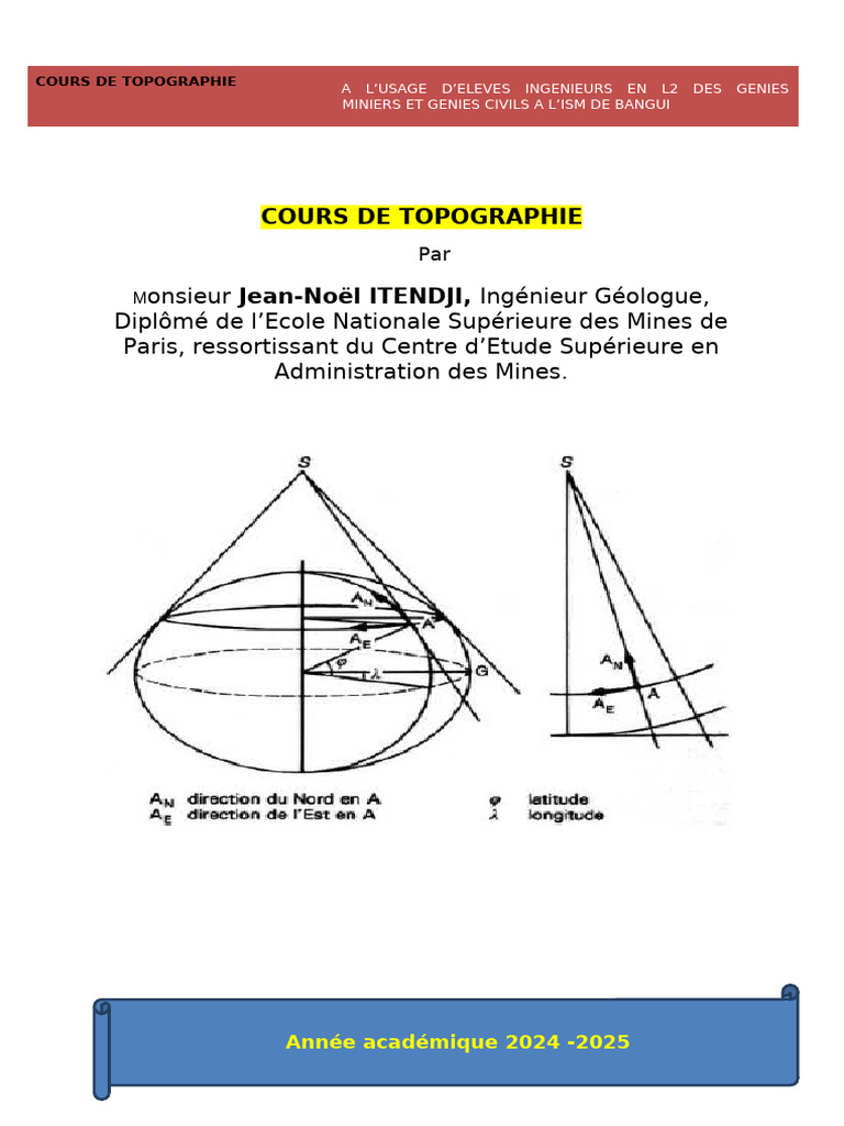 Cours de Topographie pour Ingénieurs | PDF | Topographie | Géodésie