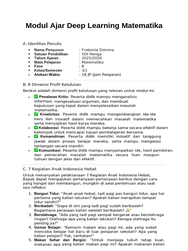 Modul Ajar Matematika Kelas 3 SD | PDF