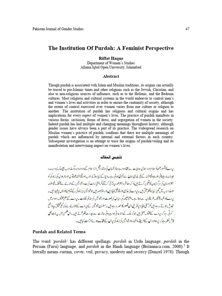 Purdah: Historical and Feminist Insights | PDF | Hijab | Muhammad