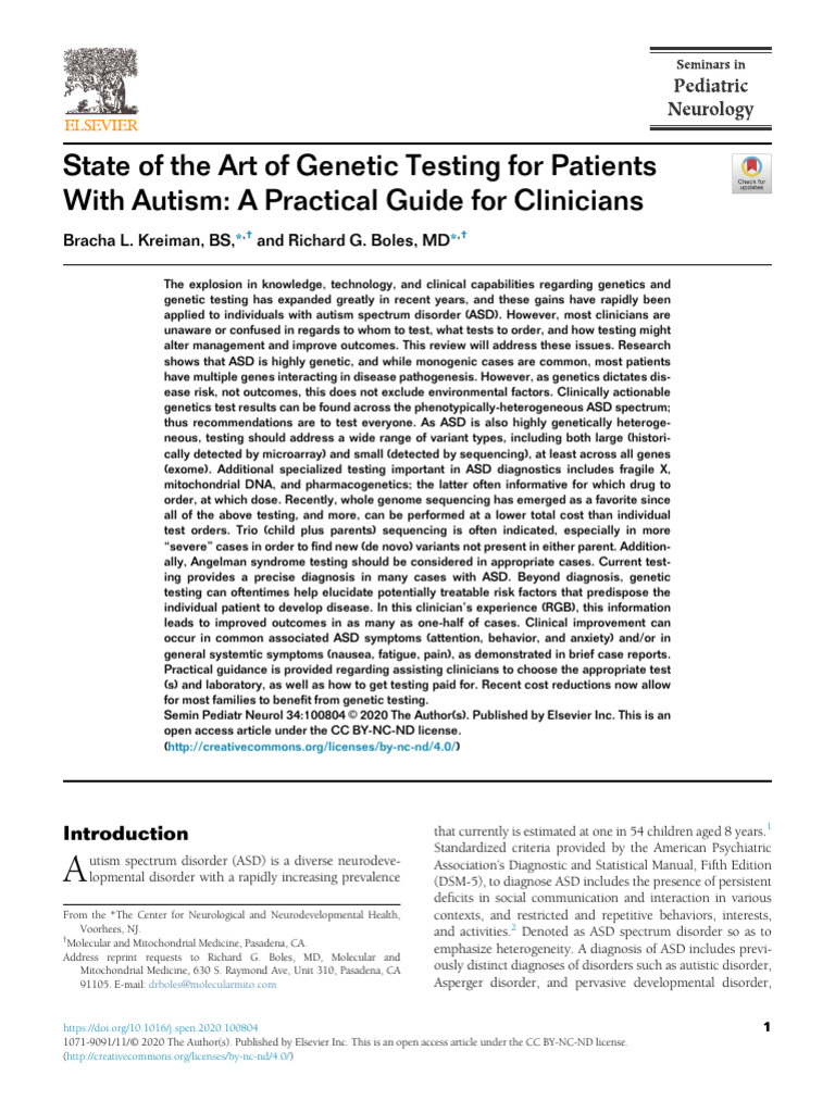 Genetic Testing for Autism: Clinician's Guide | PDF | Gene ...