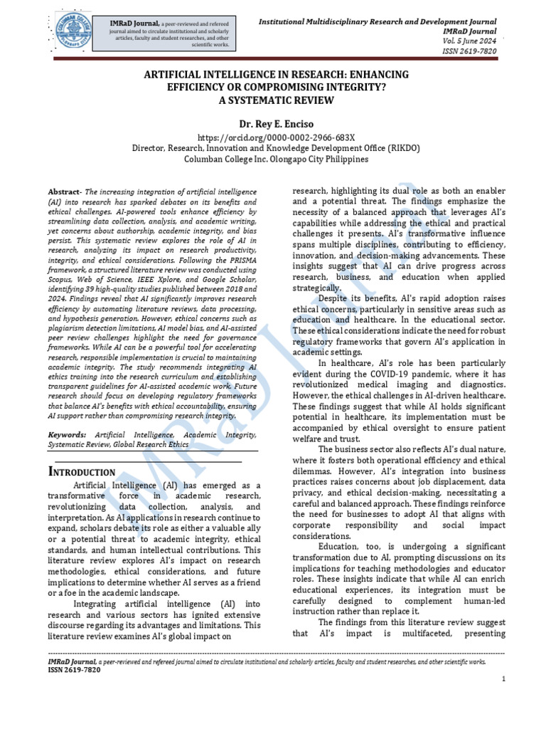 Artificial Intelligence in Research: Enhancing Efficiency or ...