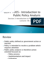 GOVT 1005 - Introduction To Public Policy Analysis Session 3 Topic 2