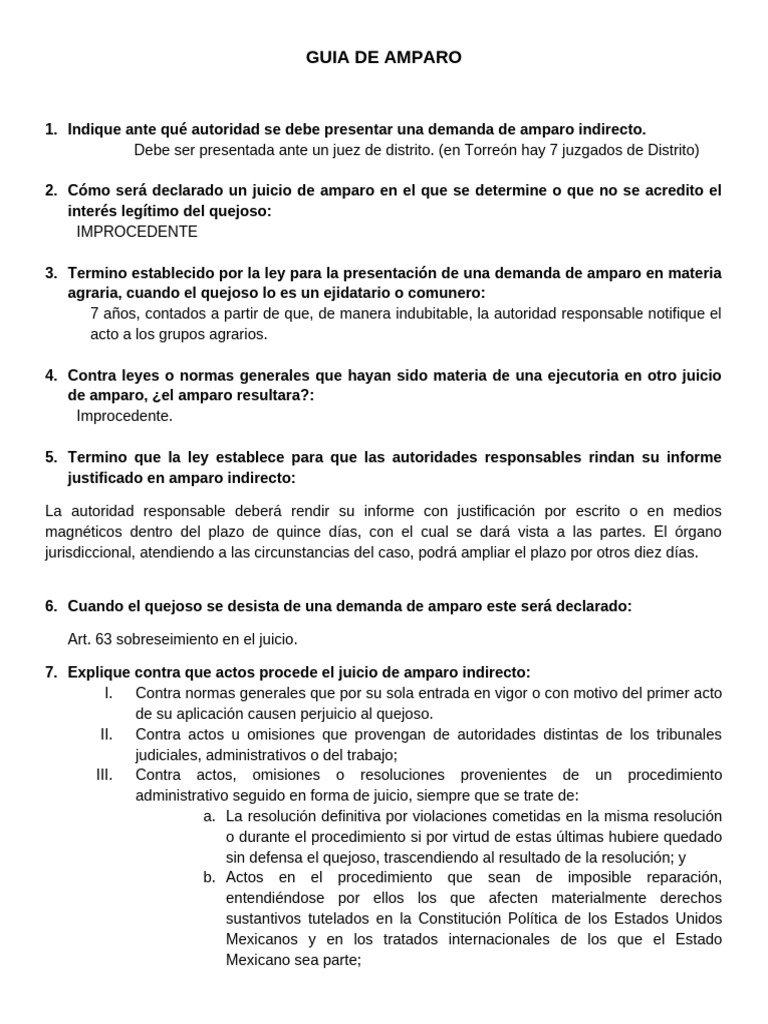 Guía Práctica del Juicio de Amparo Indirecto | PDF | Caso de ley ...