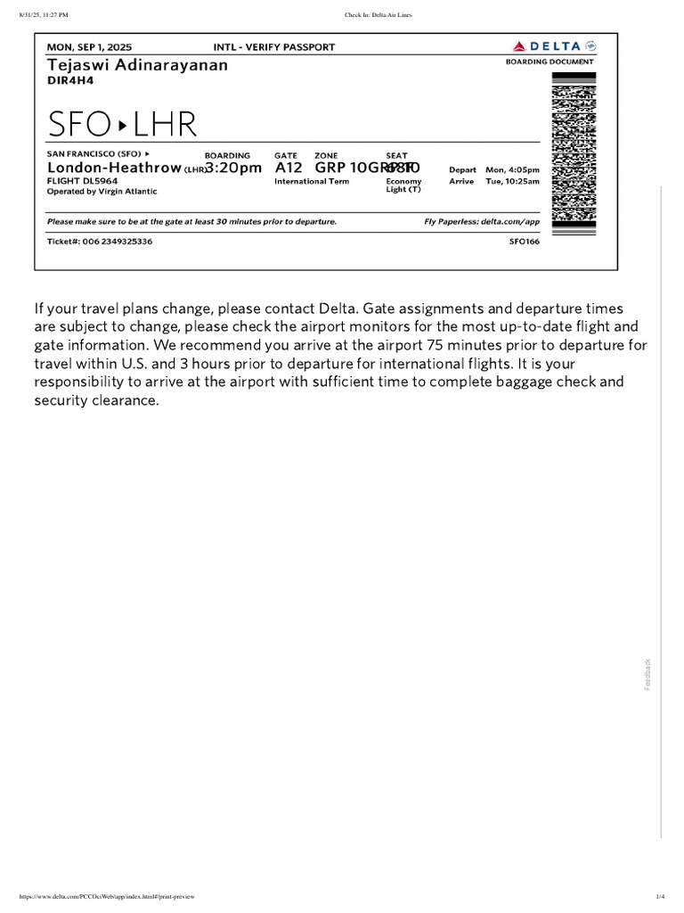 Delta Check-In Guidelines | PDF | Airport | Aviation