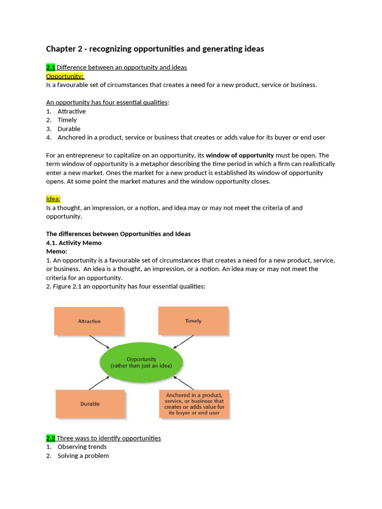 Recognizing Opportunities in Business | PDF | Mentorship | Brainstorming