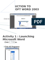 Introduction To Microsoft Word 2003