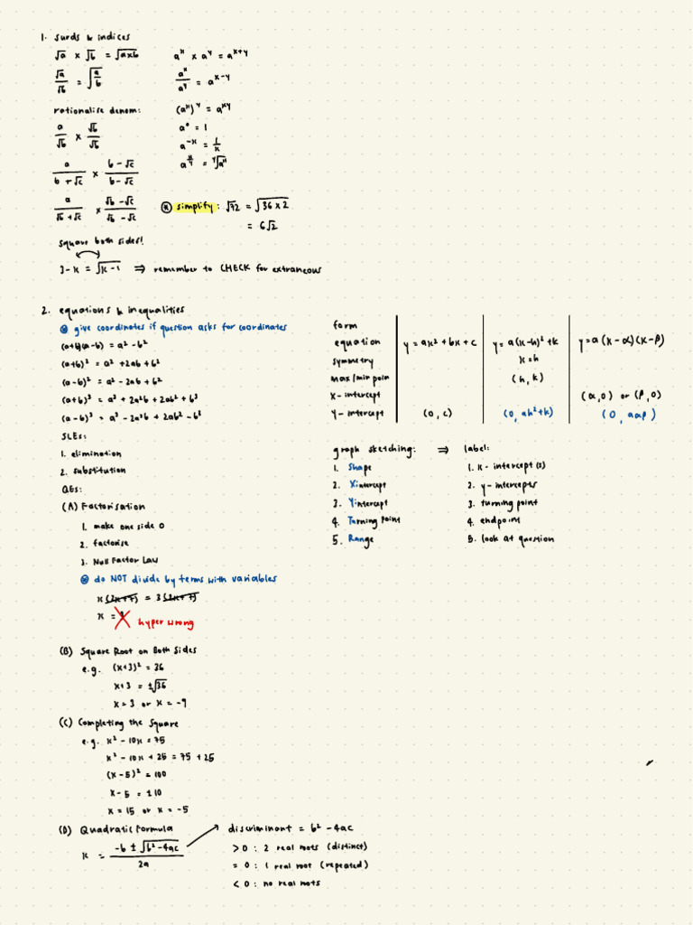 Sec 3 Add Math | PDF | Mathematical Relations | Elementary Mathematics