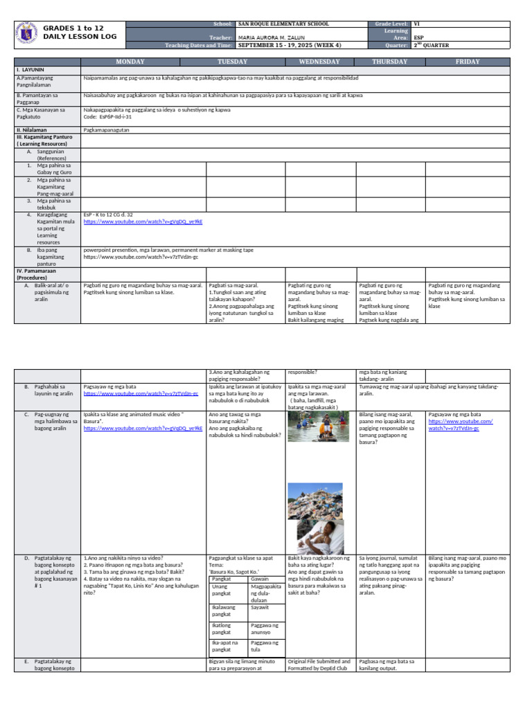 DLL - Esp 6 - Q2 - W4 | PDF
