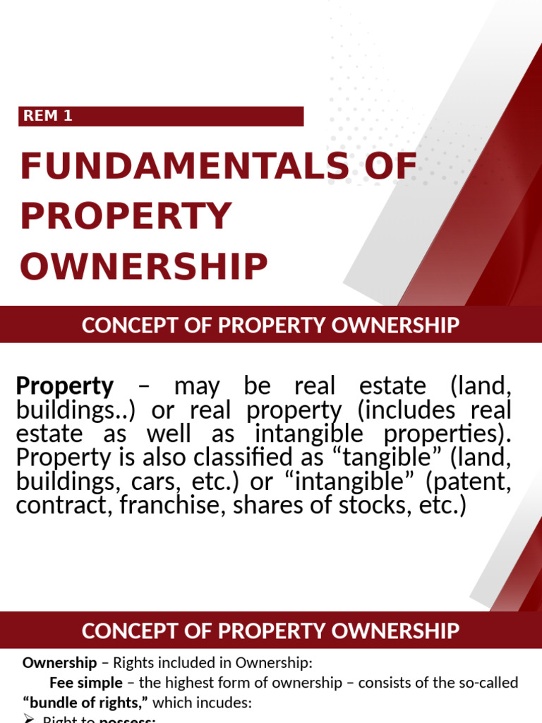 Fundamentals of Property Ownership 1 | PDF | Will And Testament | Intestacy