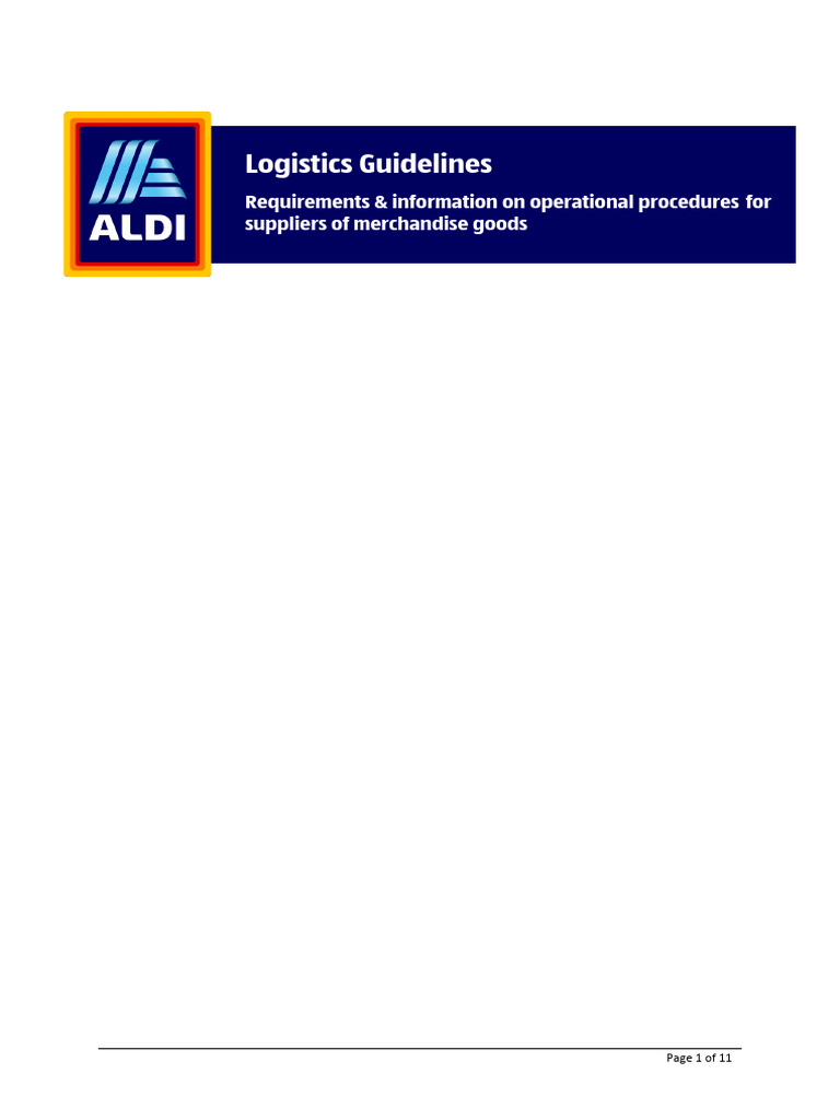 ALDI Supplier Logistics Guidelines | PDF | Electronic Data Interchange ...
