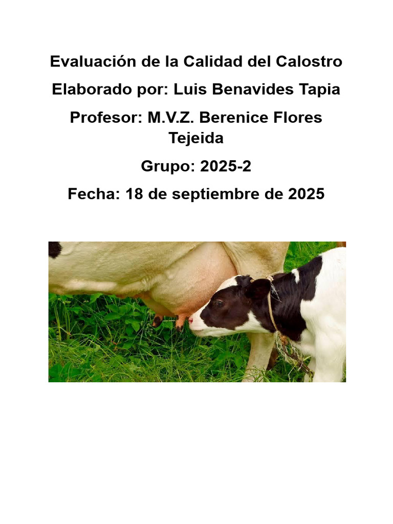 Uso del Calostrómetro en Calidad de Calostro | PDF | Leche ...