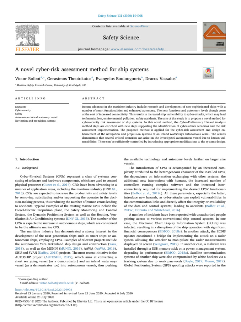 Cyber-Risk Assessment for Ship Systems | PDF | Risk | Ships