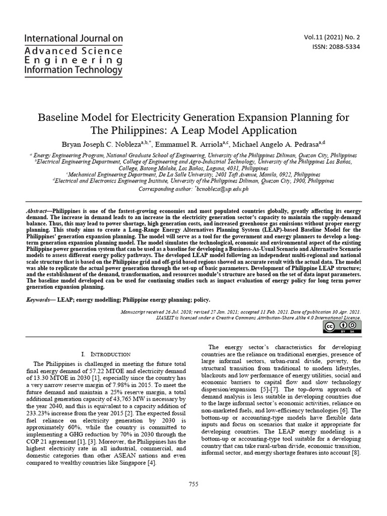 Baseline Model For Electricity Generatio | PDF | Electricity Generation ...