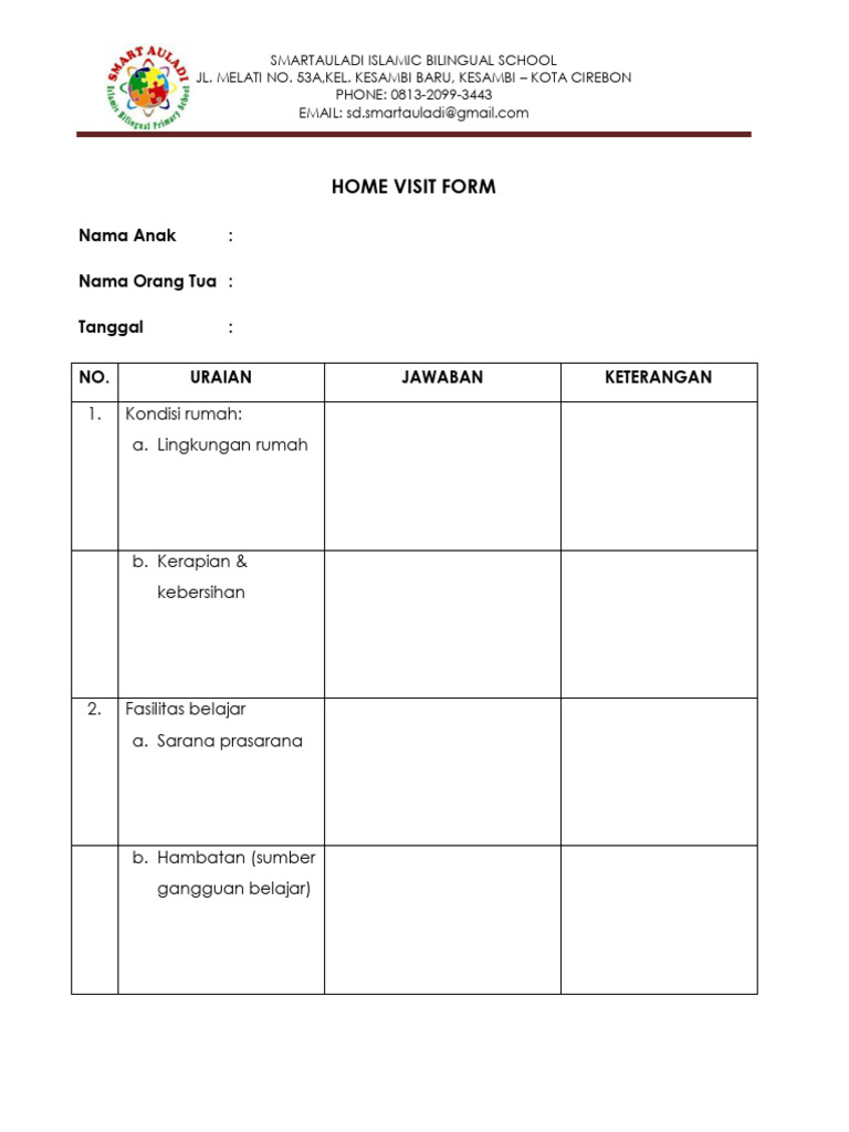 Formulir Kunjungan Rumah Sekolah Islam | PDF