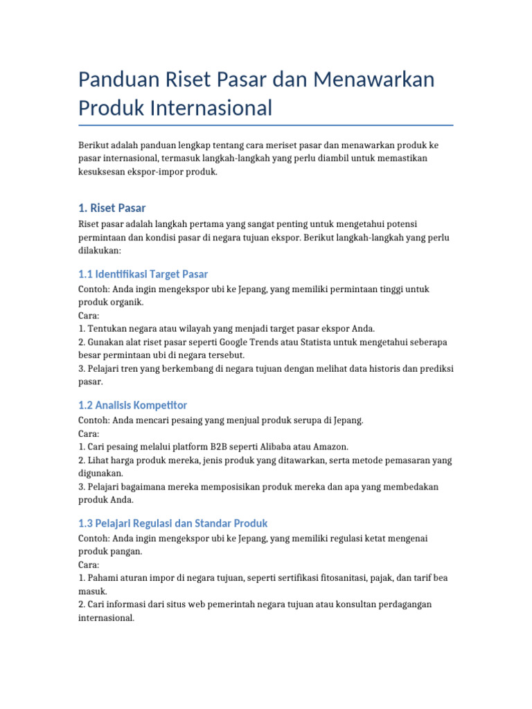 Riset dan Penawaran Produk Internasional | PDF