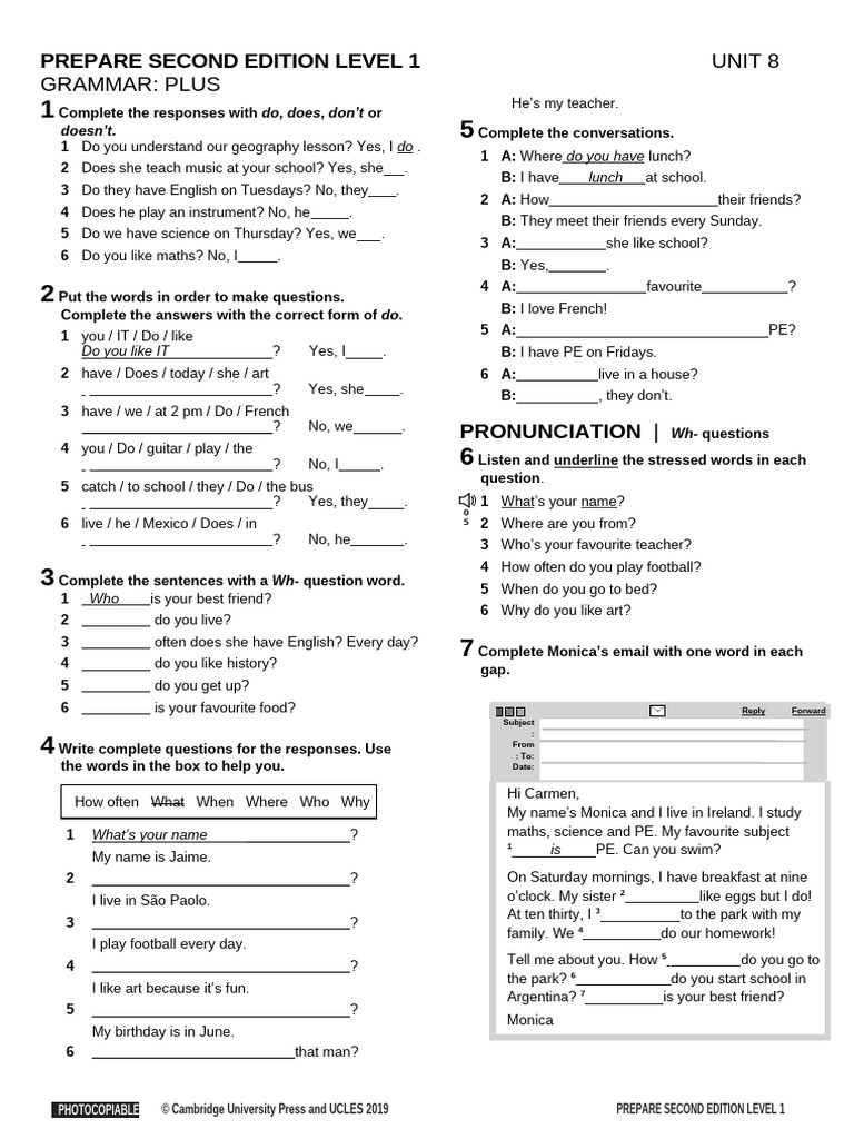 Grammar Exercises for Level 1 Students | PDF | Linguistics
