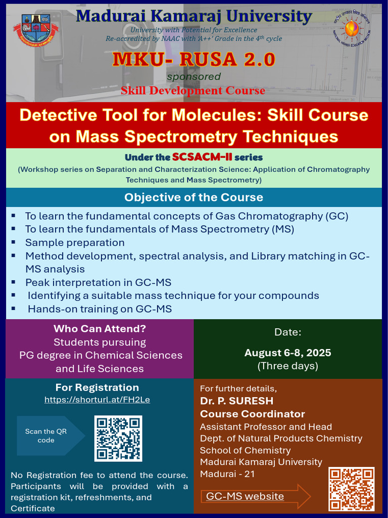 GC-MS Skill Development Course at MKU | PDF