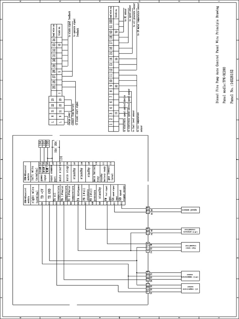 Diesel Fire Pump Auto Control Panel Wire Principle Drawing 02 | PDF