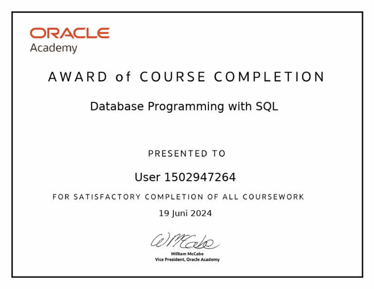 Certificate DP Database Programming With SQL Learner - Miftahul Huda ...
