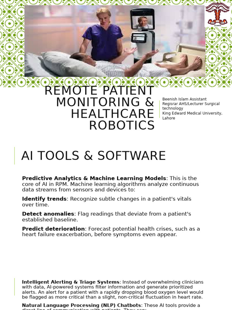 AI in Remote Patient Monitoring & Robotics | PDF | Artificial ...