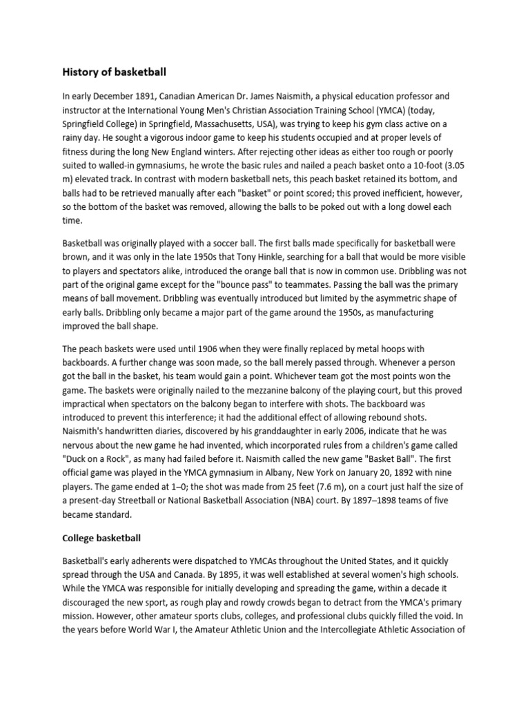 Evolution of Basketball History | PDF | Sports | National Basketball ...