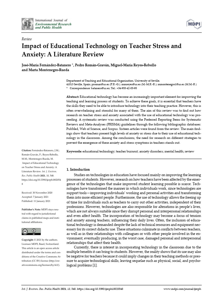 Impact of Educational Technology On Teacher Stress | PDF | Educational ...
