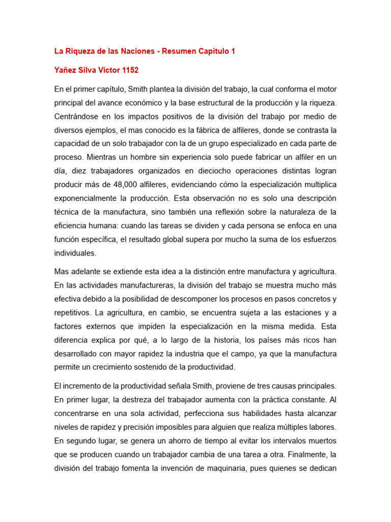 La Riqueza de Las Naciones | PDF | Division de trabajo | Economias