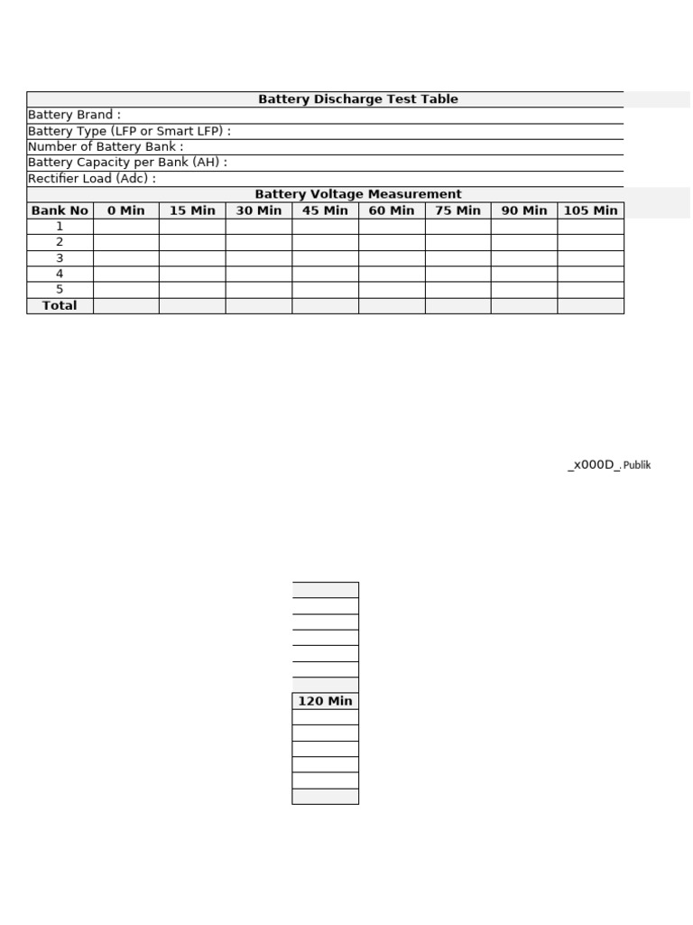 Battery Discharge Test Data Table | PDF