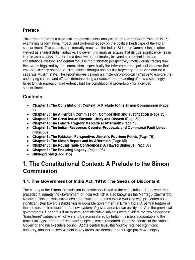 A Critical Analysis of The Simon Commission and It... | PDF | Muhammad ...