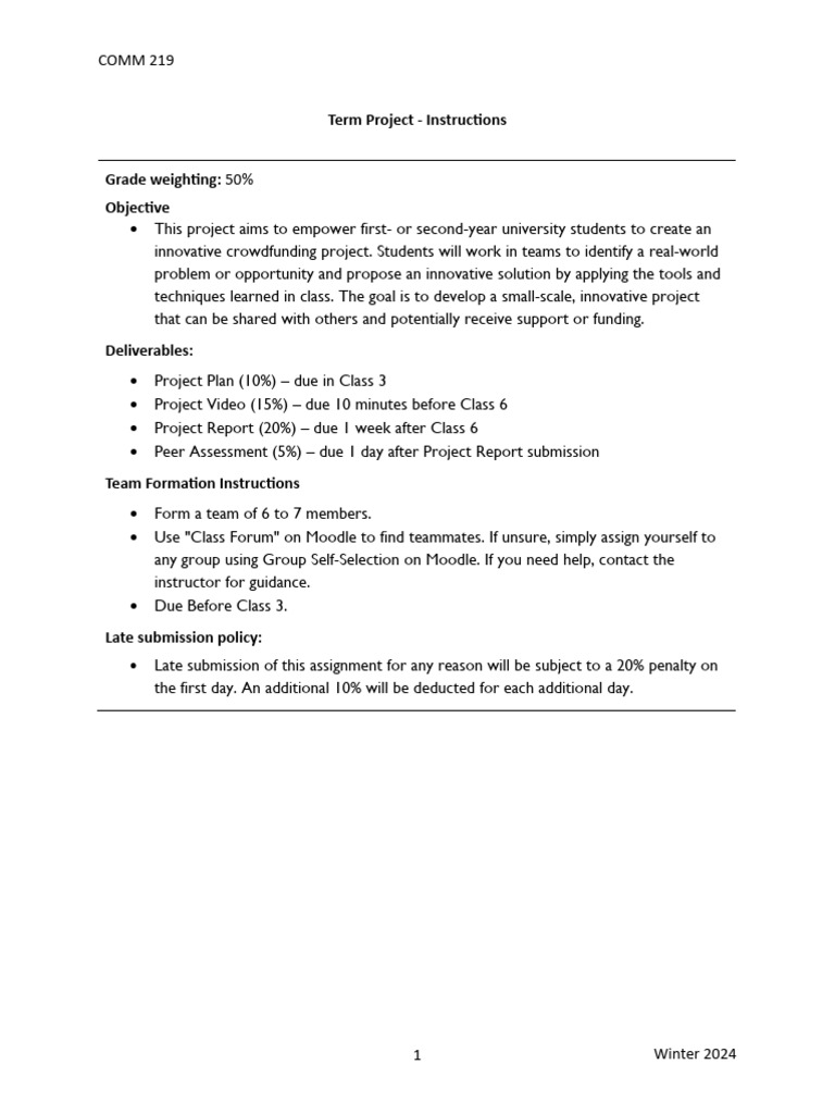 00 Term Project Instructions General | PDF