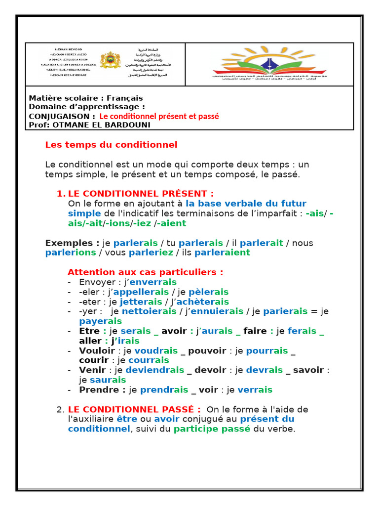 Conjugaison du Conditionnel en Français | PDF