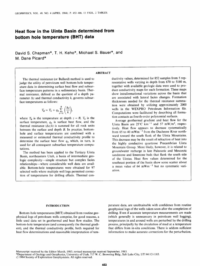 Uinta Basin Heat Flow Analysis | PDF | Heat Transfer | Heat