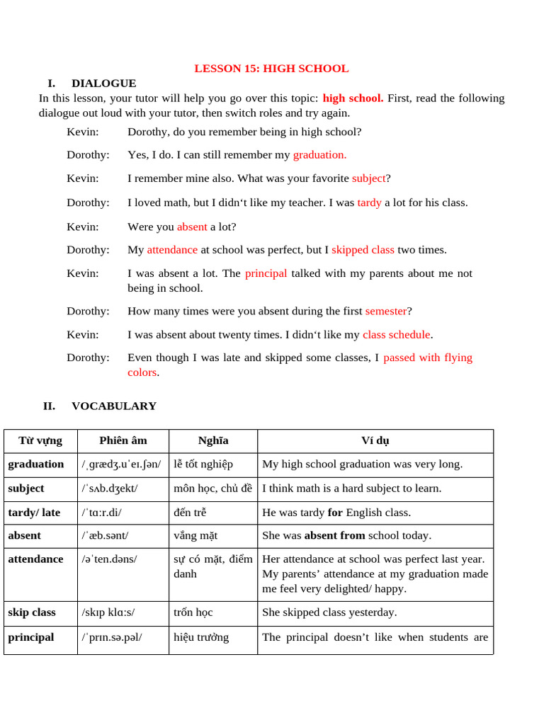 Lesson 15 High School | PDF