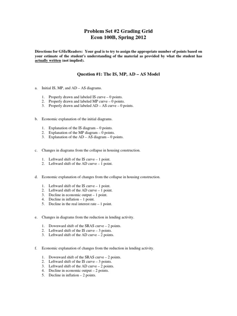 AP Macro Problem Set 2 Grading Guide | PDF