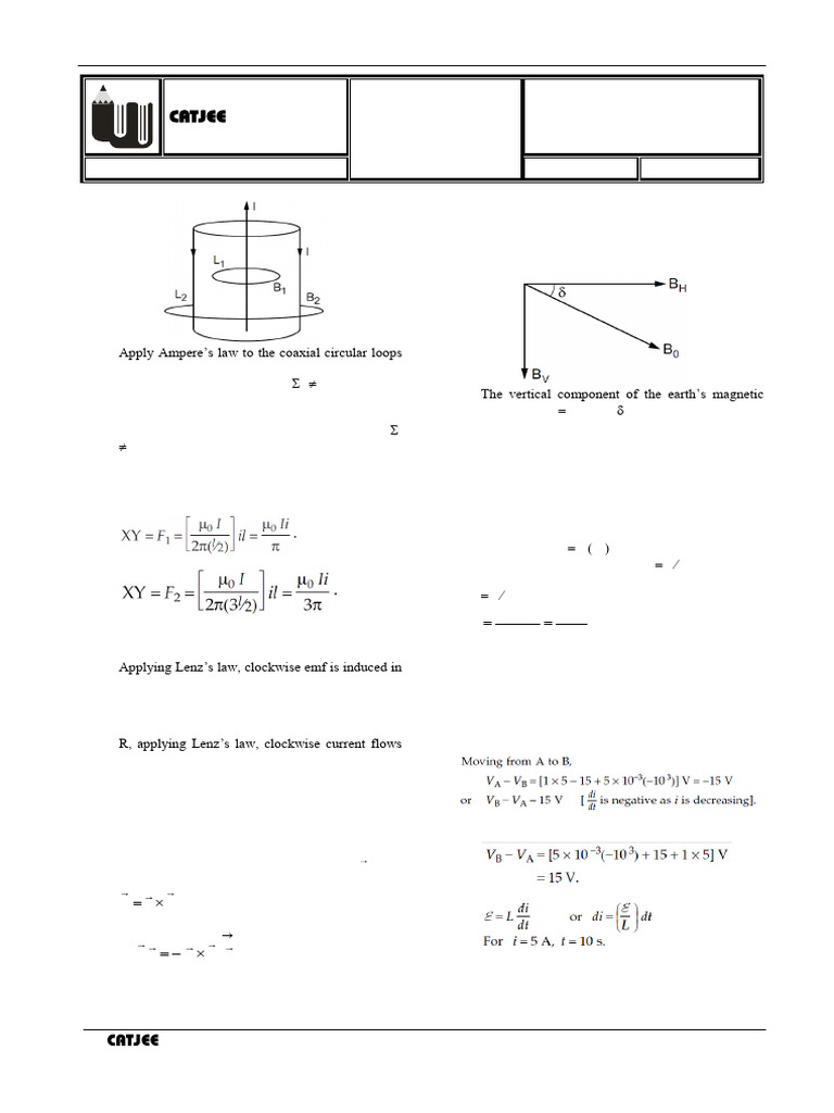 6 Class XII-M1 M2 Test Solution Dt. 08.09.2025 | PDF | Magnetic Field ...
