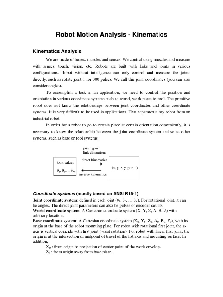 Robot Motion Analysis - Kinematics | PDF | Coordinate System ...