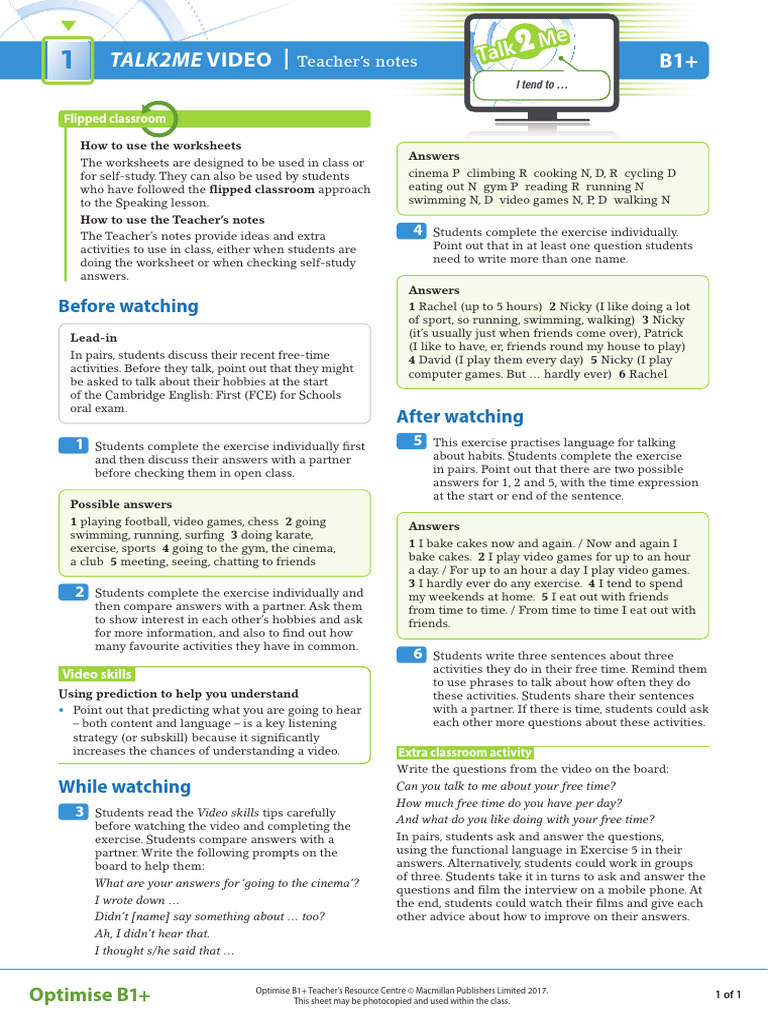 Opt B1plus T2m Unit 1 Tn Pdf Human Communication Learning