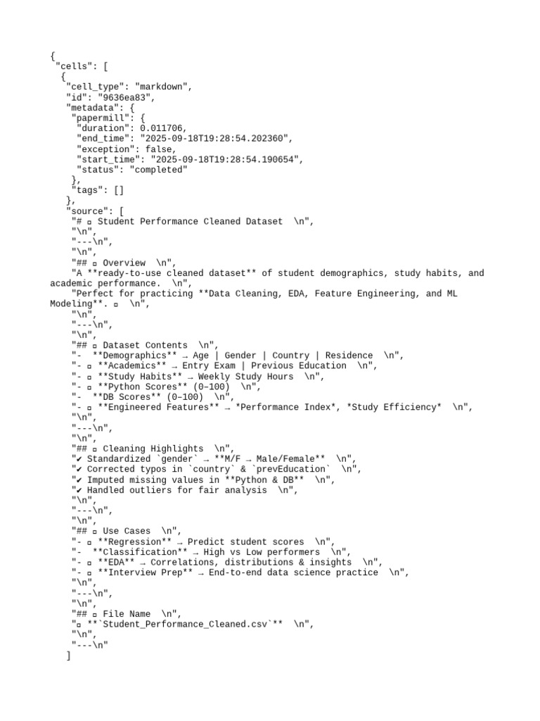 Student Performance Cleaned Dataset | PDF | Data | Computing