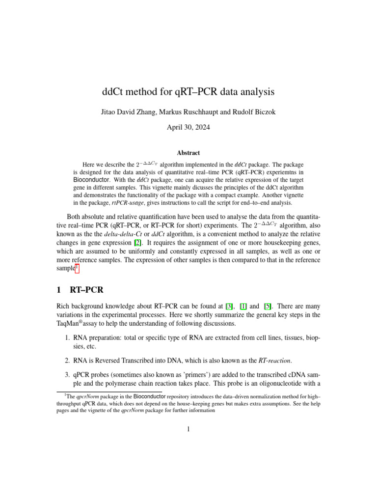 DDCT Method For QRT-PCR Data Analysis | PDF | Real Time Polymerase ...