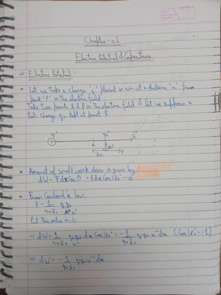 Physics Chapter 2 Electric Potential and Capacitance | PDF