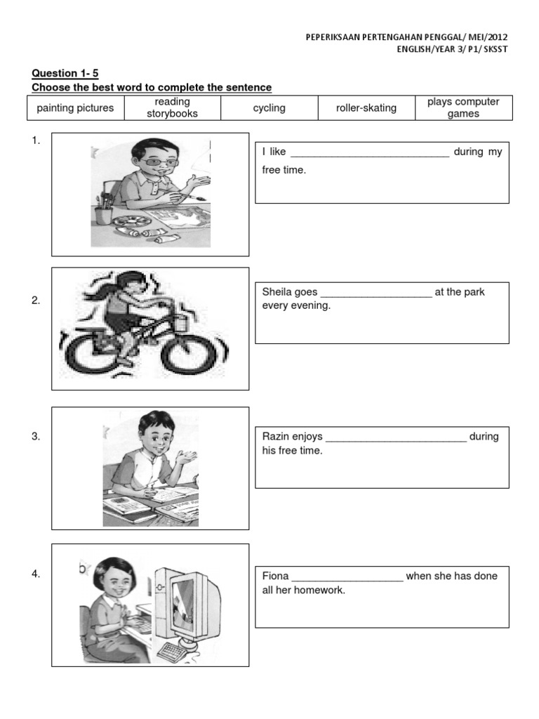 Year 3 English Midterm Exam 2012 | PDF | Leisure
