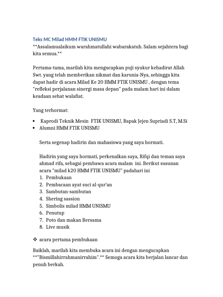 Milad Ke-20 HMM FTIK UNISMU 2023 | PDF