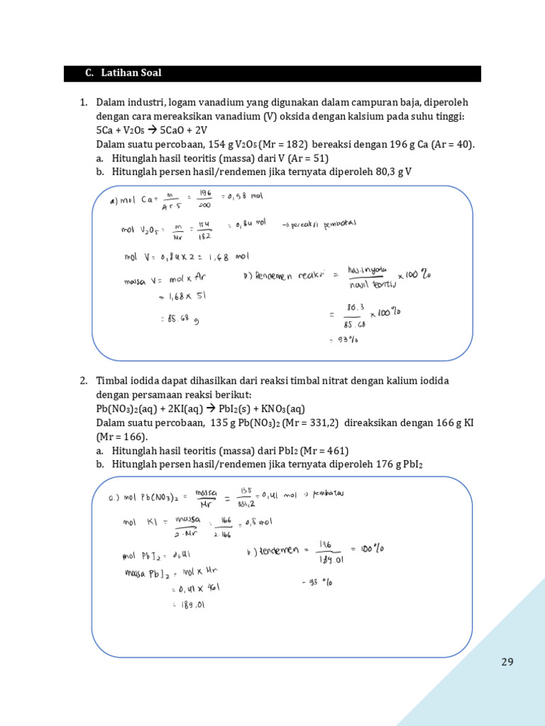 Latihan Soal Kimia: Hasil Teoritis dan Rendemen | PDF