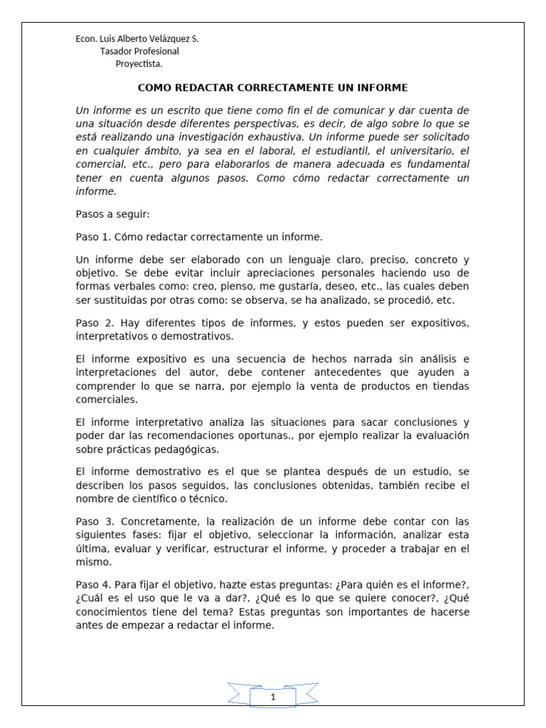 Guía para Redactar Informes Efectivos | PDF | Información | Diccionario